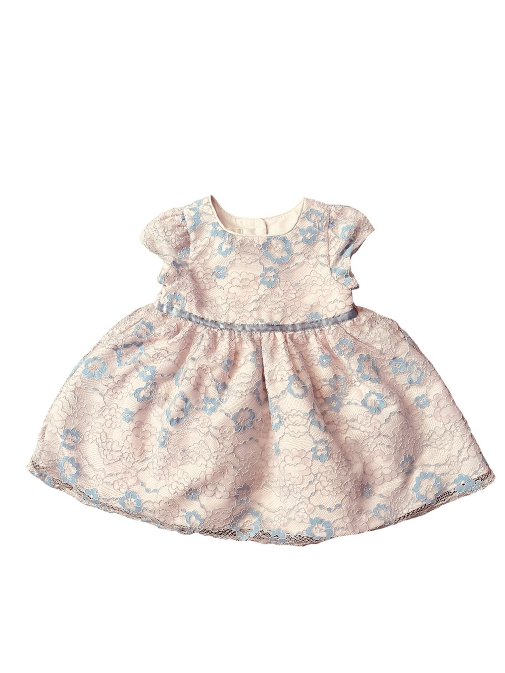 Mia & Mimi Classic Pink Dress With Floral Purple Lace Overlay Size 3-6 Months